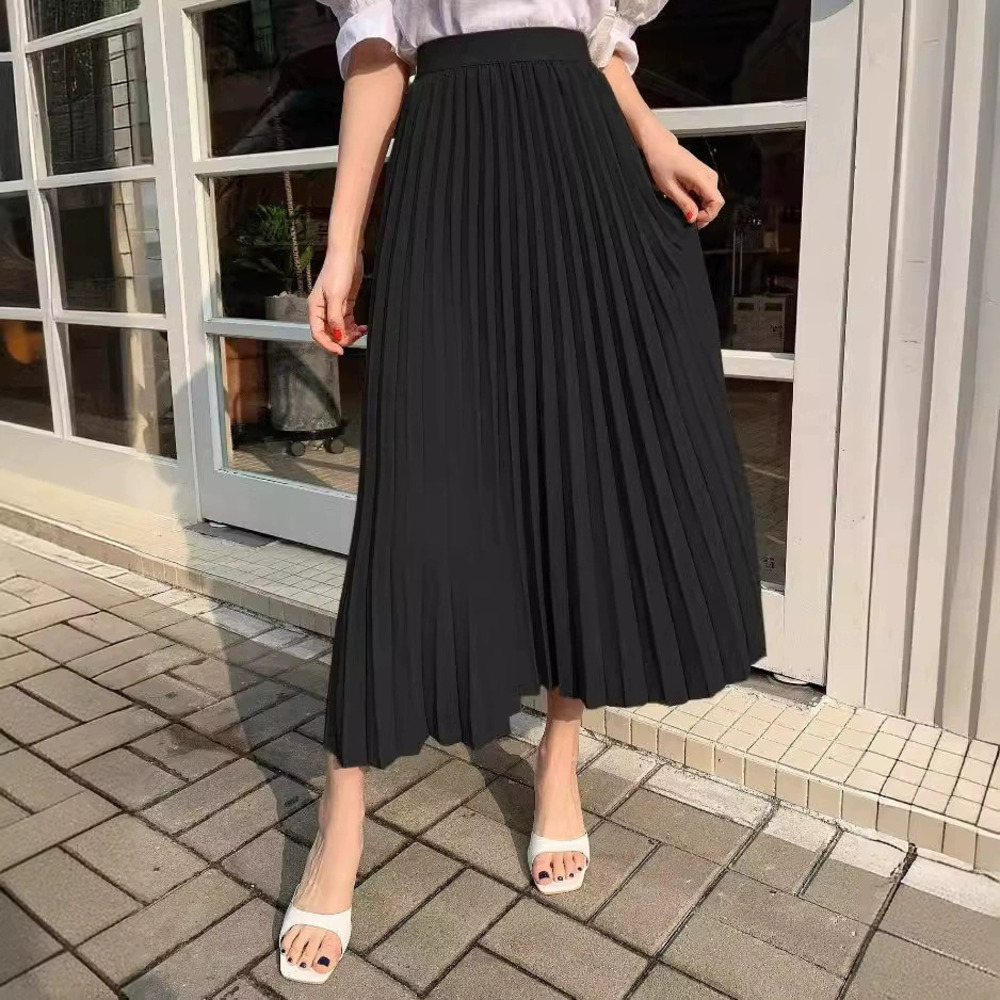 ZARA Minimalist Pleated A Line High Waisted Slimming Versatile Long Summer Skirt